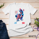 Just Here To Bang Dinosaur T Rex 4th Of July Fireworks Boys T-shirt