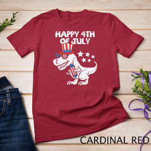 Kids Happy 4th Of July T-Rex Dino Dinosaur Baby Toddler Boys Kids T-Shirt