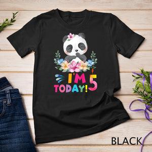 Kids I Am 5 Today Panda Birthday Party Outfit Panda Theme T-Shirt