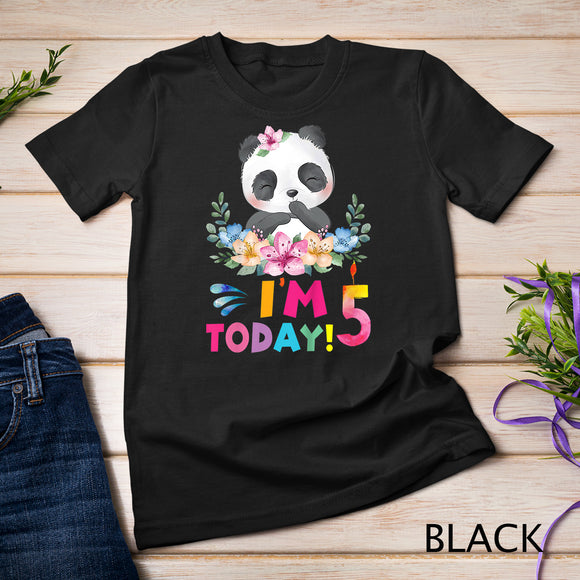 Kids I Am 5 Today Panda Birthday Party Outfit Panda Theme T-Shirt