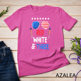 Kids Red White & Three 3rd Birthday 4th Of July Independence Day T-Shirt