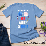 Kids Red White & Three 3rd Birthday 4th Of July Independence Day T-Shirt