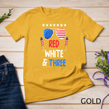 Kids Red White & Three 3rd Birthday 4th Of July Independence Day T-Shirt