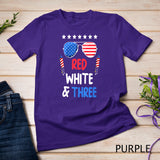 Kids Red White & Three 3rd Birthday 4th Of July Independence Day T-Shirt