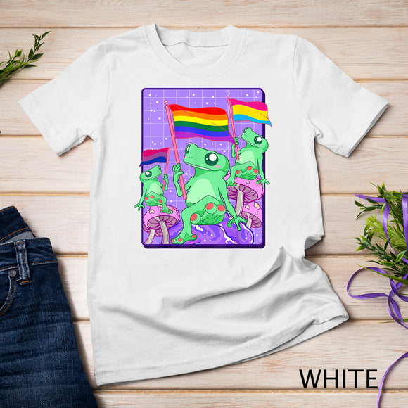 LGBTQ Frog Ally Frog LGBT Pride Pansexual Bisexual Flag Cute T-Shirt