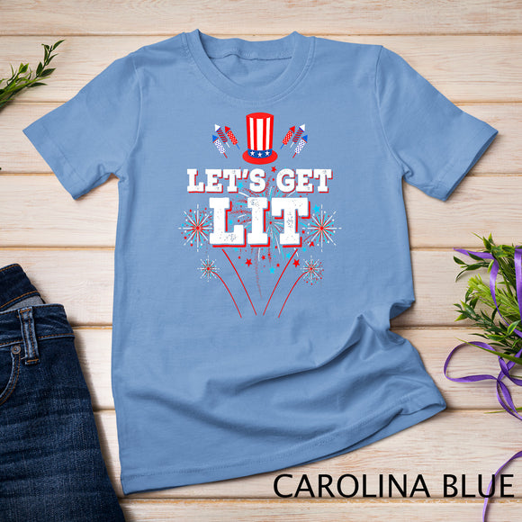 Let's Get Lit Fireworks USA Independence Day 4th Of July T-Shirt