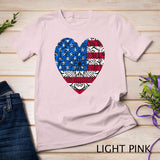 Mandala USA Heart Flag Cute 4th Of July Funny American Girl T-Shirt