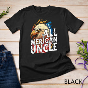 Mens All Merican Uncle 4th of July Day Eagle USA Flag American T-Shirt