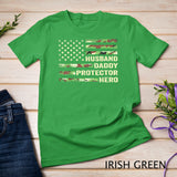 Mens Husband Daddy Protector Hero Shirt Fathers Day Flag Gift Tee T-Shirt