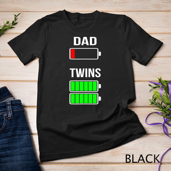 Mens Tired Dad Low battery Twins Full Charge funny gift T Shirt