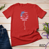 Merica 4th Of July Vintage Sunflower Butterflies USA Flag T-Shirt