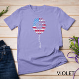 Merica 4th Of July Vintage Sunflower Butterflies USA Flag T-Shirt