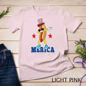 Merica Funny Dabbing Hot Dog 4th Of July Party Patriotic Kid T-Shirt