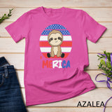 Merica Funny Sloths 4th Of July American Flag Fault T-Shirt