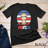 Merica Funny Sloths 4th Of July American Flag Fault T-Shirt