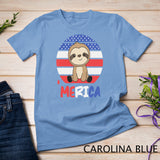 Merica Funny Sloths 4th Of July American Flag Fault T-Shirt