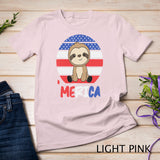 Merica Funny Sloths 4th Of July American Flag Fault T-Shirt