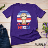 Merica Funny Sloths 4th Of July American Flag Fault T-Shirt