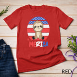 Merica Funny Sloths 4th Of July American Flag Fault T-Shirt