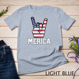 Merica Rock Sign 4th of July Vintage American Flag Retro USA T-Shirt