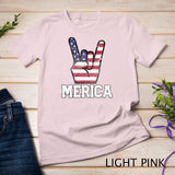 Merica Rock Sign 4th of July Vintage American Flag Retro USA T-Shirt