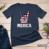 Merica Rock Sign 4th of July Vintage American Flag Retro USA T-Shirt