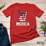 Merica Rock Sign 4th of July Vintage American Flag Retro USA T-Shirt