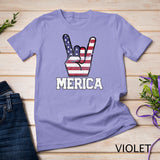 Merica Rock Sign 4th of July Vintage American Flag Retro USA T-Shirt