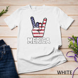 Merica Rock Sign 4th of July Vintage American Flag Retro USA T-Shirt