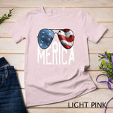 Merica Sunglasses 4th of July Boys Girls Men Women USA Flag T-Shirt