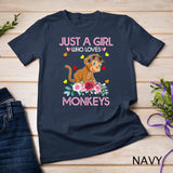Monkey Tee For Women Kids Just A Girl Who Loves Monkeys T-Shirt