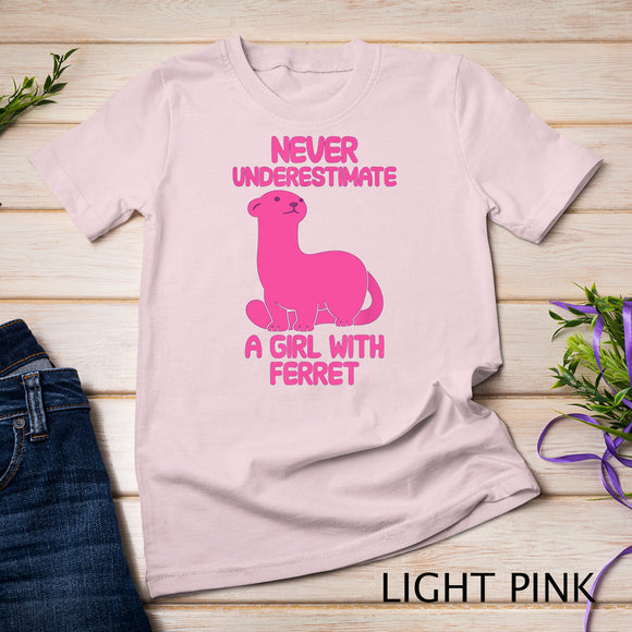 Never underestimate a girl with ferret funny quote saying T-Shirt
