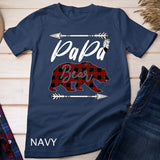 PAPA BEAR Buffalo Plaid Flannel Father's Day Christmas Gift Long Sleeve T-Shirt