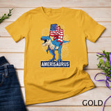 Patriotic Dinosaur with USA Flag 4th of July AmeriSaurus Rex T-Shirt