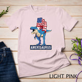 Patriotic Dinosaur with USA Flag 4th of July AmeriSaurus Rex T-Shirt