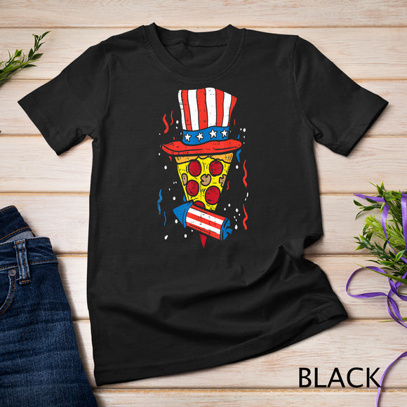 Pizza US Flag Hat Firecracker 4th Of July Food Patriotic T-Shirt