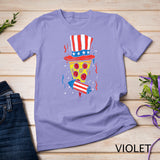 Pizza US Flag Hat Firecracker 4th Of July Food Patriotic T-Shirt