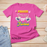 Proud Granny Of Twins Mother Day Floral Heart Footprint Mom T-Shirt