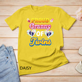 Proud Granny Of Twins Mother Day Floral Heart Footprint Mom T-Shirt