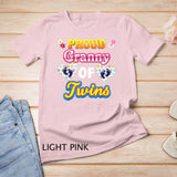 Proud Granny Of Twins Mother Day Floral Heart Footprint Mom T-Shirt