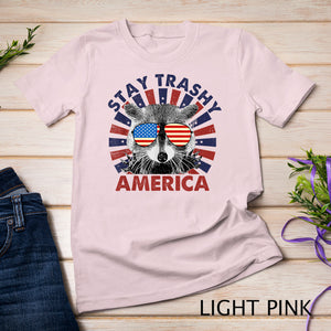 Raccoon Stay Trashy Patriotic Panda America 4th Of July T-Shirt