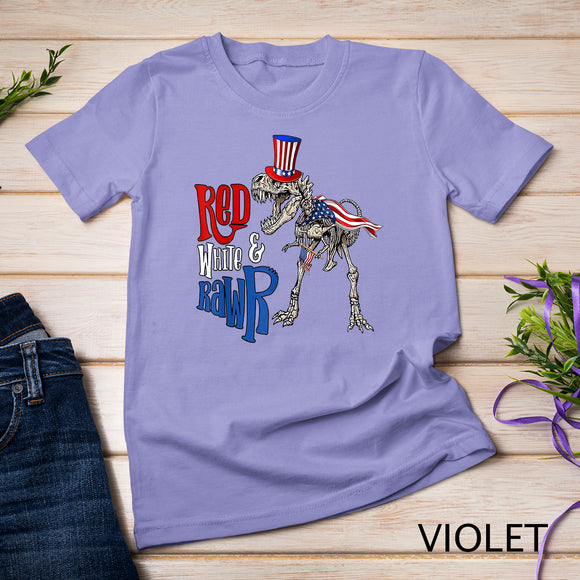Red White and Rawr USA Patriotic 4th Of July Dinosaur T-Shirt