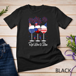 Red Wine & Blue 4th of July wine Red White Blue Wine Glasses T-Shirt