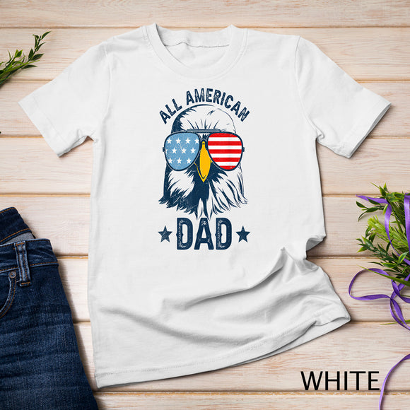 Retro All American Dad 4th of July Shirt Daddy Eagle USA T-Shirt