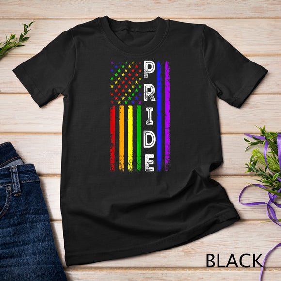 Retro Pride Month 4th Of July Rainbow USA Flag LGBTQ T-Shirt