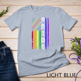 Retro Pride Month 4th Of July Rainbow USA Flag LGBTQ T-Shirt