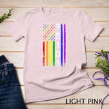 Retro Pride Month 4th Of July Rainbow USA Flag LGBTQ T-Shirt