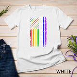 Retro Pride Month 4th Of July Rainbow USA Flag LGBTQ T-Shirt