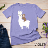 Sloth riding llama Funny T-shirt