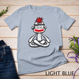 Sock Monkey in Seated Lotus Yoga Pose Funny Mindfulness Gift T-Shirt